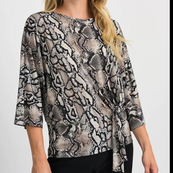 Women's Joseph Ribkoff Python Snake Tie Top Blouse Style 201451 Size 10 - Picture 1 of 6